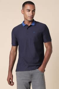Allen Solly Striped Men Polo Neck Blue T-Shirt - Buy Allen Solly ...