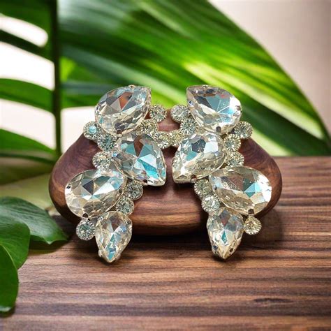 White Earrings - Glass stone Earrings in Korean style | ALANKARA