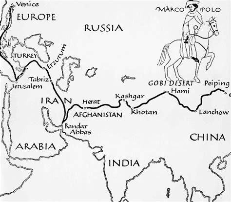 Blank Silk Road Map Sketch Coloring Page