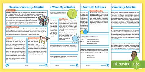Classroom Warm-Up Activities | Primary Teaching Resources
