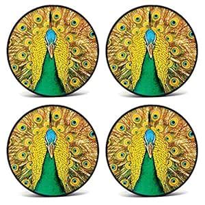 CrazyInk® Premium Peacock Front View Printed Coasters | HD Print ...