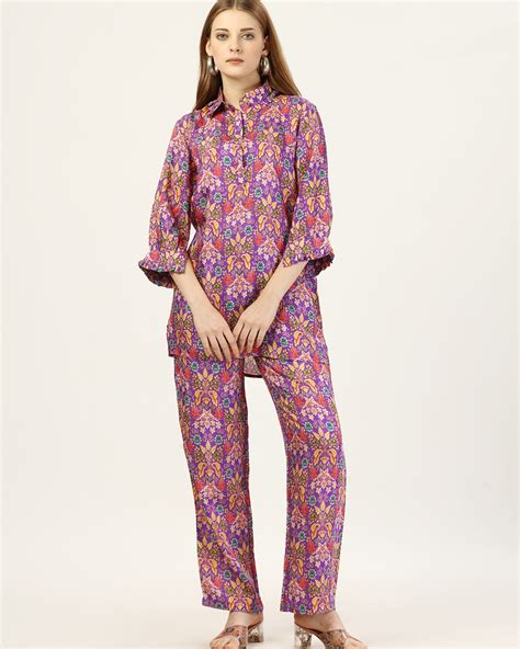 Purple Pant & Shirt Styled Co-Ords Set – Sansmaran