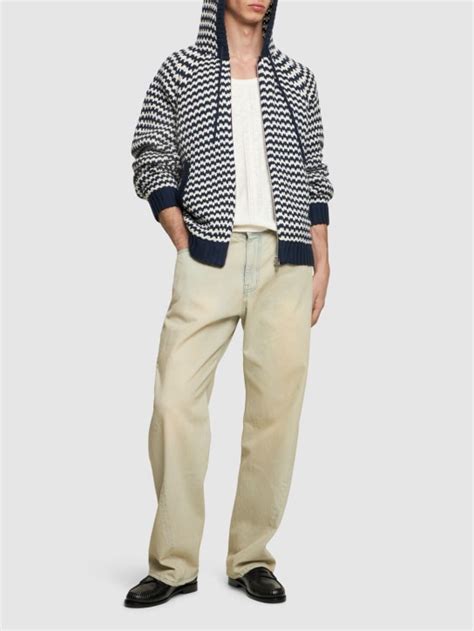 Stripe intarsia knit zip-up hoodie - After Pray - Men | Luisaviaroma