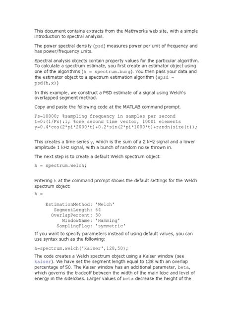 Power Spectral Density MATLAB with Imported Data 的图像结果