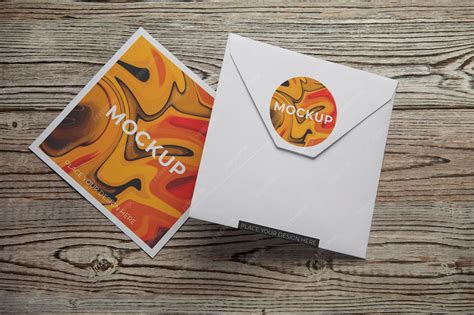 Premium PSD | Top view square envelope mockup