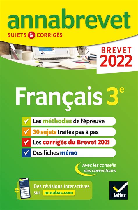 Buy Annales du brevet Annabrevet 2022 Français 3e: méthodes du brevet ...