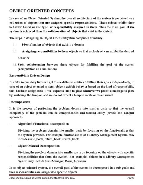 Final Object Oriented Concepts - OBJECT ORIENTED CONCEPTS In case of an ...