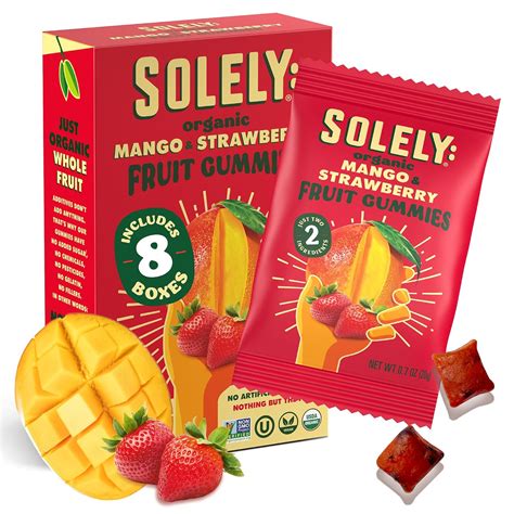 Amazon.com: SOLELY - Organic Mango & Strawberry Whole Fruit Gummies ...
