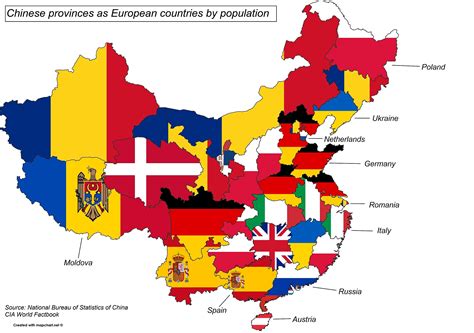 Chinese provinces as European countries by population : r/europe