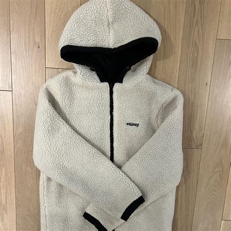 reversible study sherpa fleece/black jacket! this... - Depop