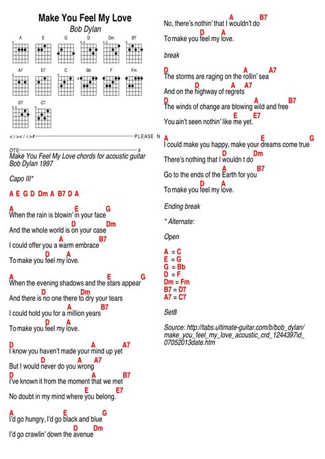 Guitar Chords for Make You Feel My Love by Bob Dylan