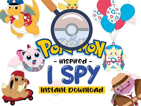 Buy PRINTABLE Pokemon I Spy, I Spy for Kids, Educational Math Printable ...