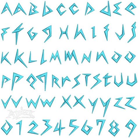 Electric Bolt Embroidery Font | Apex Designs
