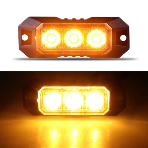 Raryloy 3 Amber LED Strobe Lights for Trucks Vehicle Emergency Flashing ...