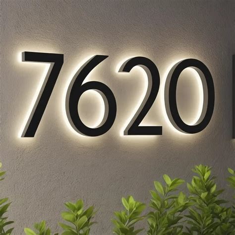 Amazon.com: Custom Backlit LED House Numbers, Solar Powered Halo ...