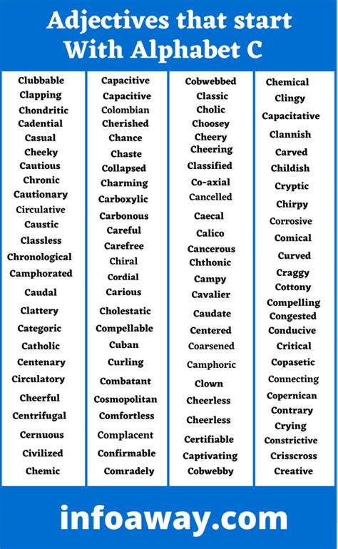 Adjective That Starts With Letter C