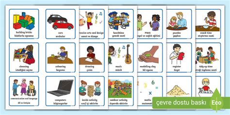 Ders Programı ve Etkinlik Kartları | İngilizce - Türkçe