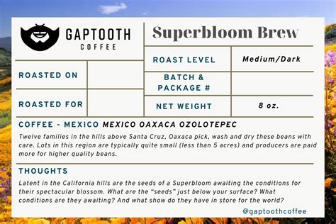 Superbloom Brew - 8 oz – Gaptooth Coffee