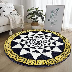 Buy Roseate Greek Round Rug (60x60 cm) Microfibre 2000 GSM Rugs/Carpet ...