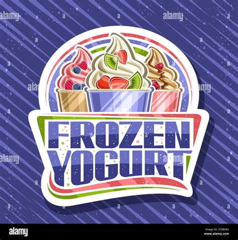 Vector logo for Frozen Yogurt, decorative cut paper sign board with ...