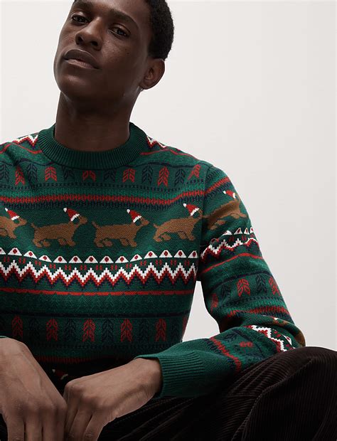 Buy Pure Cotton Fair Isle Christmas Jumper at Marks & Spencer