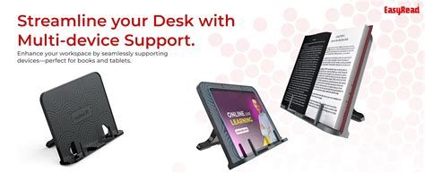 EasyRead Adjustable Book Stand – (Dark Grey), Hands-Free Reading Holder ...