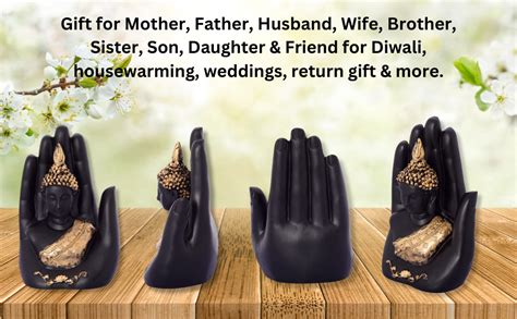 Buy SkyKey Palm Buddha Resin Statue Home Décor 6.7" Handcrafted ...
