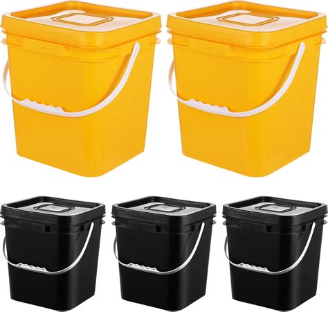 3.17 Gallon Square Food Grade Bucket, 5 PCS Square Plastic Buckets, 12 ...