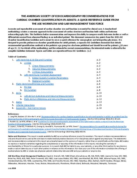 **ASE Recommendations for Adult Cardiac Chamber Quantification** - Studocu