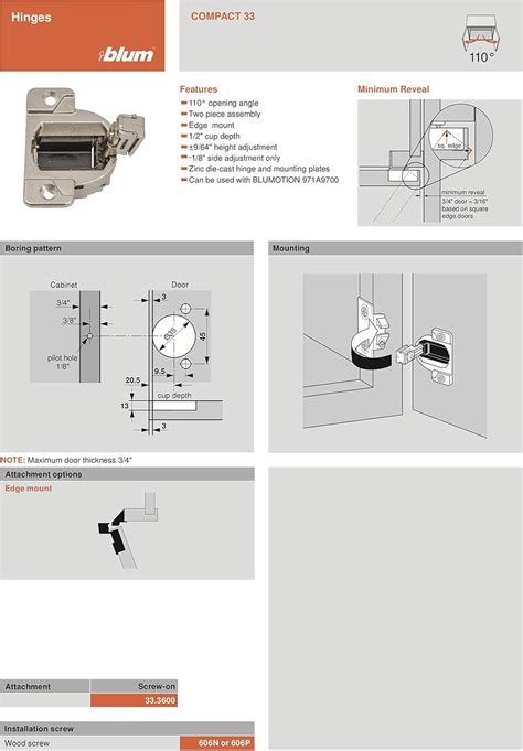 Blum 33.3600 110 Degree Compact 33 Hinge Cup, India | Ubuy