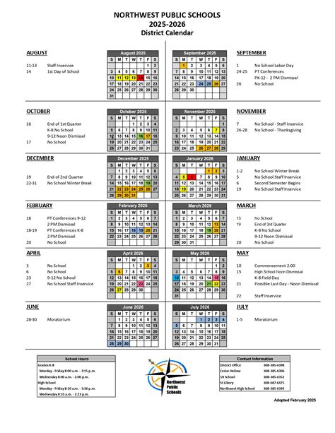 Northwest Public Schools NE Calendar 25-26 Revised [pdf] - EduCounty