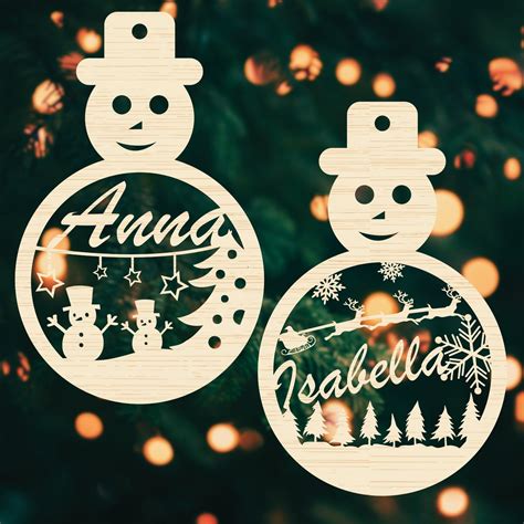 Personalized Christmas Ornament, Laser Cut Fİle, 12 Different Desıgn Ornament, Custom Name ...