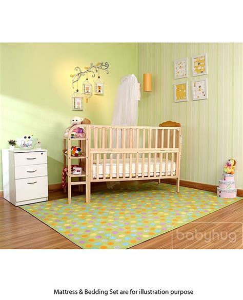 Babyhug Lily Wooden Cot with Detachable Bassinet & Side Shelf - Light ...
