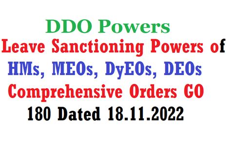 GO 180 Leave Sanctioning Powers, DDO Powers of HMs, MEOs, DyEOs, DEOs ...