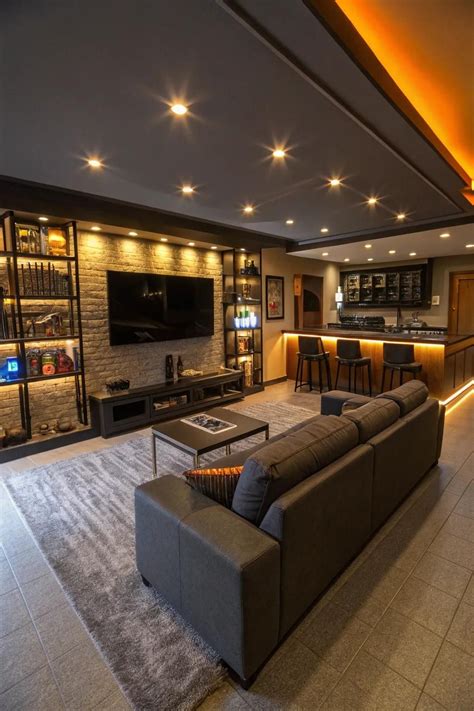 16+ Inspiring Man Cave Furniture Ideas in 2025 | Modern basement, House ...