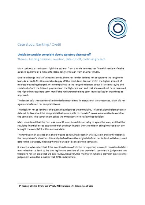 160708 Banking Case studies 1 - Case study: Banking / Credit Unable to ...