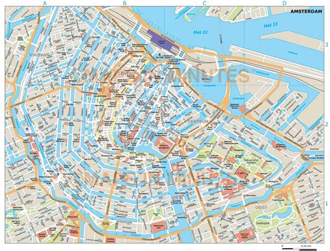 Vector Amsterdam city map in Illustrator and PDF digital formats