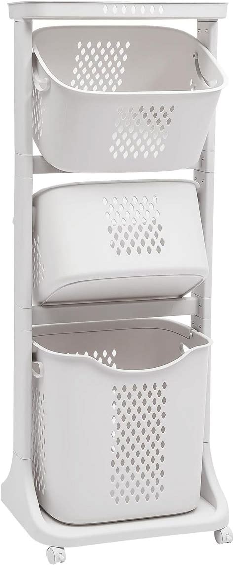 3 Tier Stackable Laundry Basket, Multi-layer Clothes Storage Basket ...