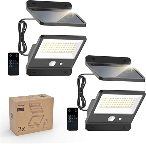 Philips Lampe de sécurité solaire Extérieur 302 LED 1200 lm, projecteur mural étanche à énergie ...