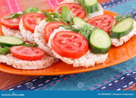 Puffed Rice Crackers Sandwiches Stock Image - Image of cracker, pile ...