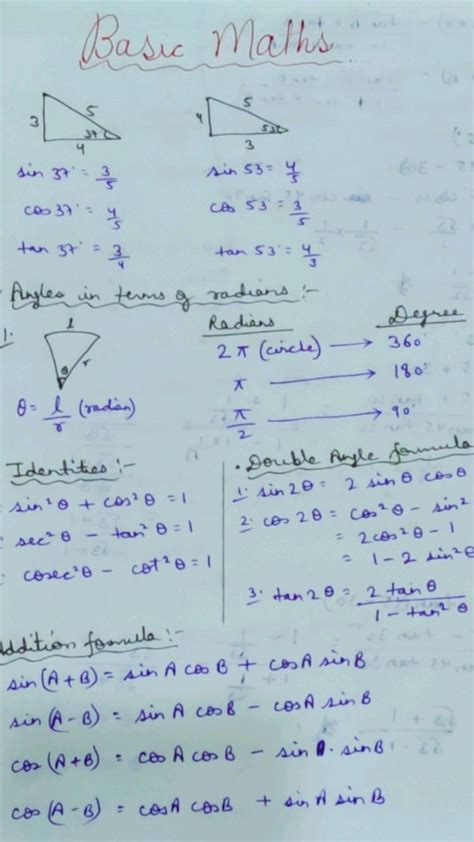 Image result for Basic Math Formulas Trigonometry