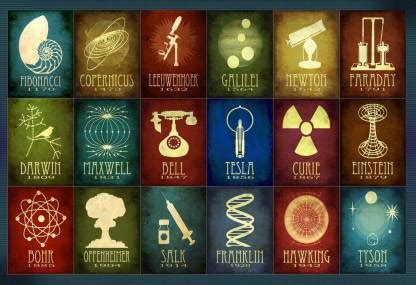 Poster Scientists Newton Albert Einstein Nikola Tesla Faraday Wall ...