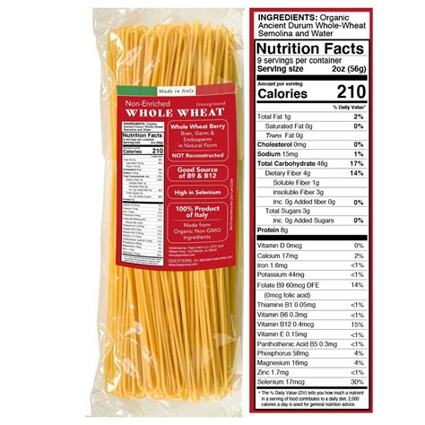 Non Enriched Whole Wheat Spaghetti Organic Ancient Heirloom made Italy ...