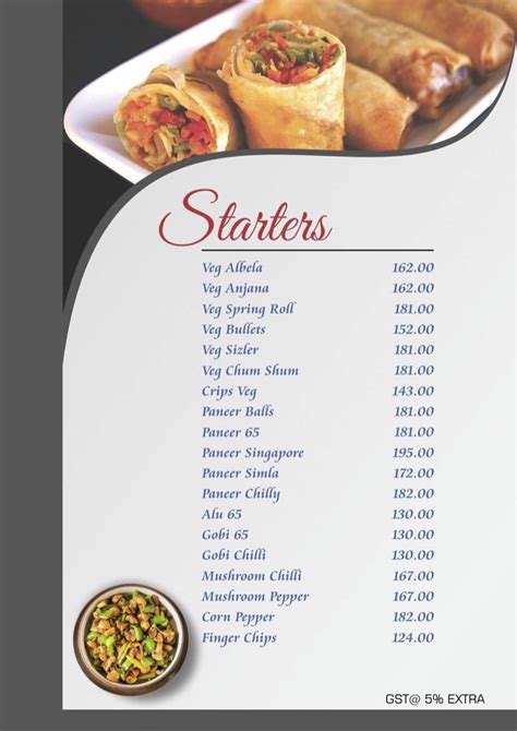 Menu at Bagicha Restaurant, Ballari