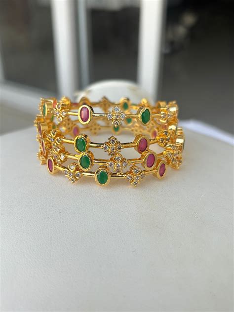Multi Color simple flower bangles set of 2 – yuvicollections.com