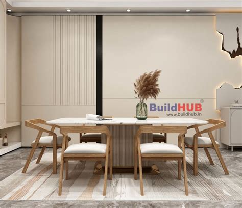 BH Engineered 6-Seater Matte White Marble Dining Table - BuildHUB