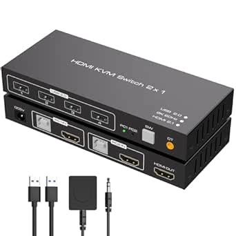 8K HDMI KVM Switch 1 Monitors 2 Computers Supports 8K@60Hz 4K@120Hz ...