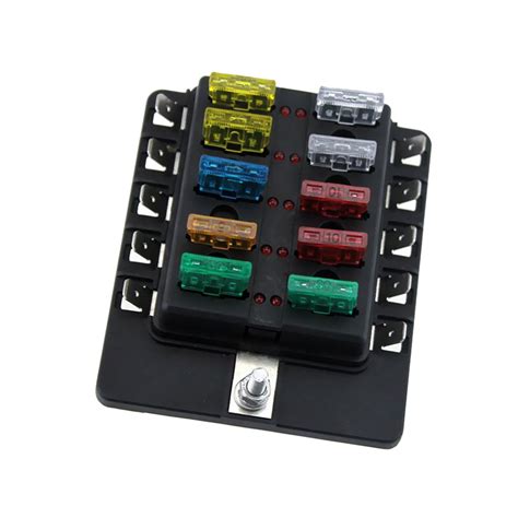 PopEye Car Boat 6V/12V/24V 10 Way Fuse Box Holder and Fuse with Red LED ...