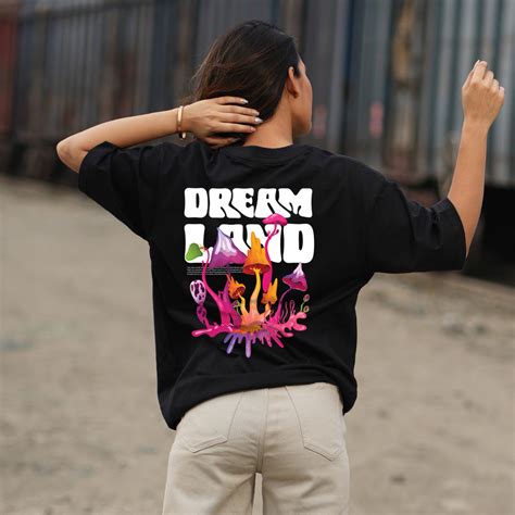 Dream Land Black Oversized Dropshoulder T-shirt – Bloopers