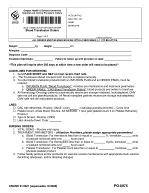 Fillable Online Blood Transfusion Orders Fax Email Print - pdfFiller